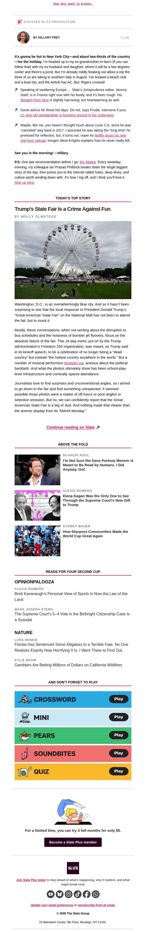 Do not ask our editor about his European vacation email from Slate screenshot