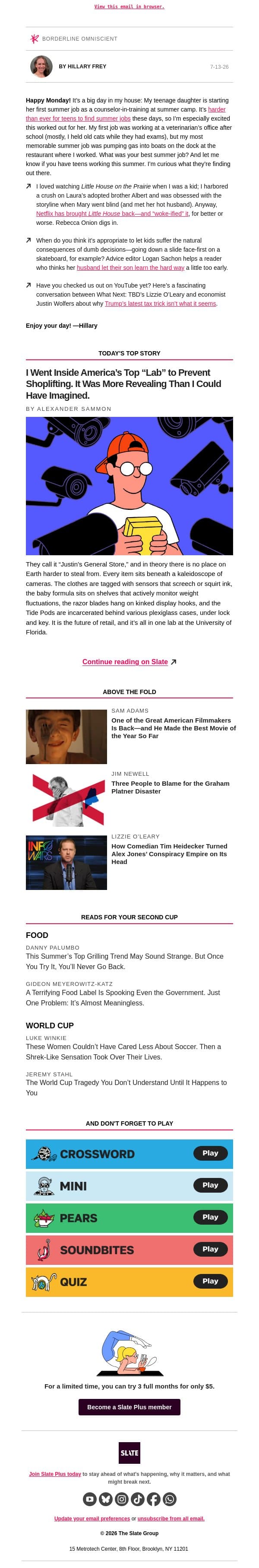 When should kids “learn the hard way”? email from Slate screenshot