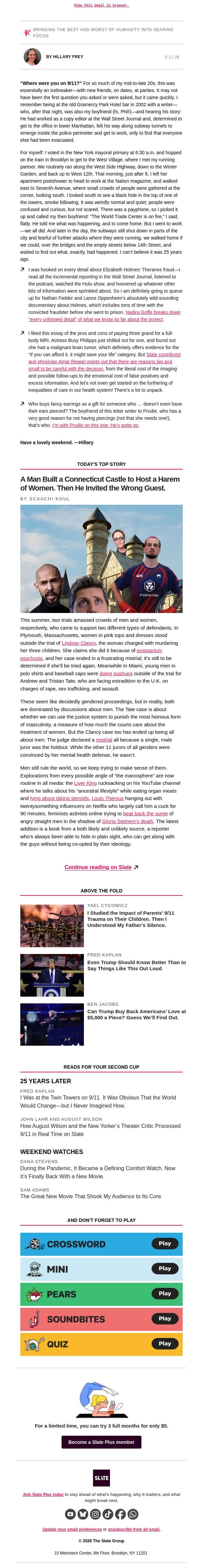 What’s your 9/11 story? email from Slate screenshot