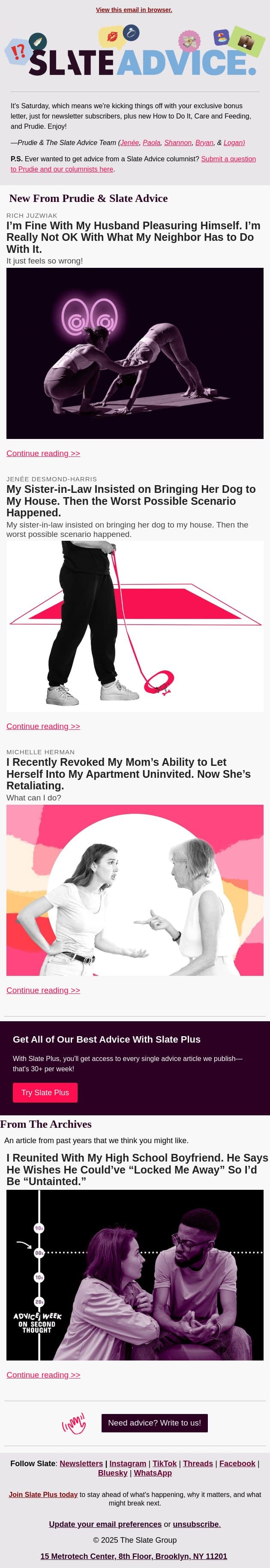 I’m Fine With My Husband Pleasuring Himself. I’m Really Not OK With What My Neighbor Has to Do With It. email from Slate screenshot
