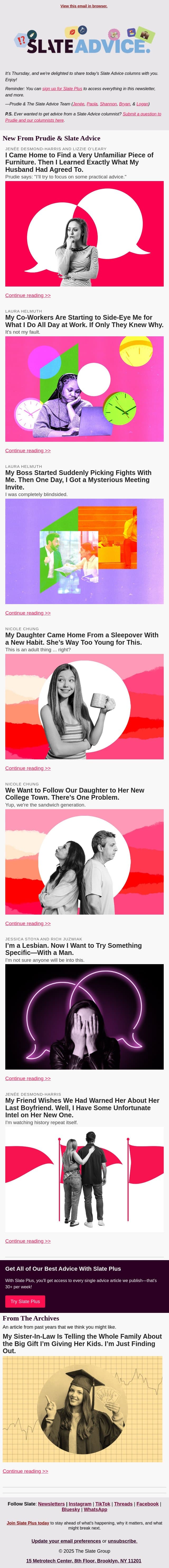 I Came Home to Find a Very Unfamiliar Piece of Furniture. Then I Learned Exactly What My Husband Had Agreed To. email from Slate screenshot