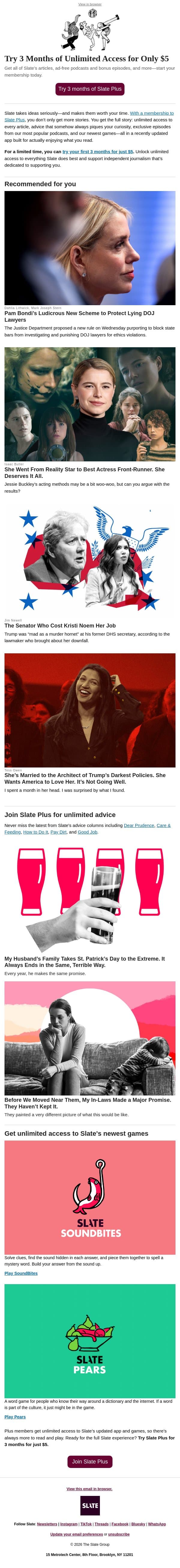 Special offer: Unlock unlimited Slate access email from Slate screenshot