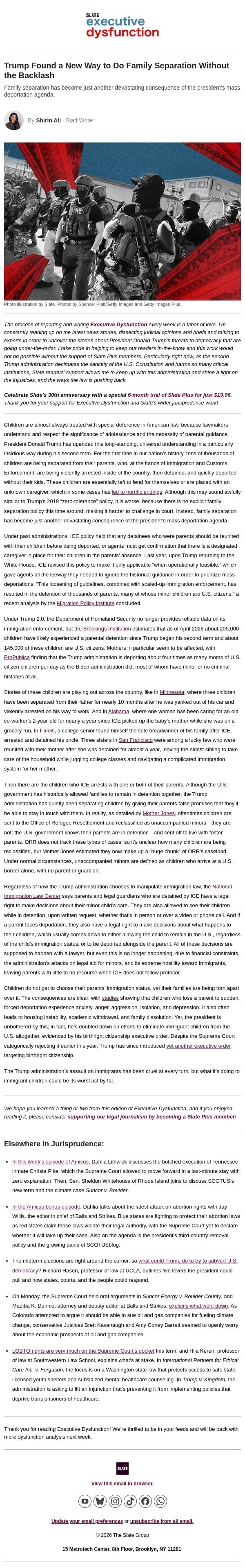 Trump is doing family separation but without the backlash email from Slate screenshot