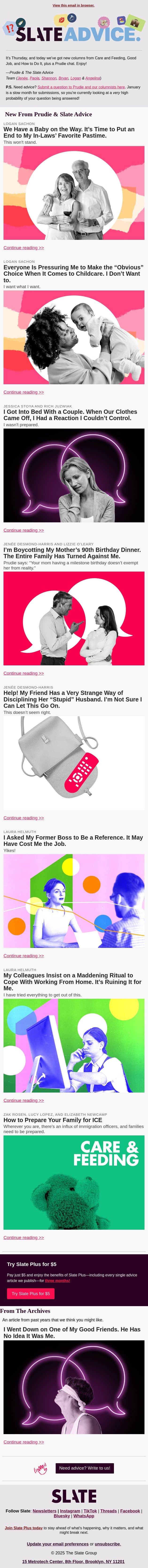 We Have a Baby on the Way. It’s Time to Put an End to My In-Laws’ Favorite Pastime. email from Slate screenshot