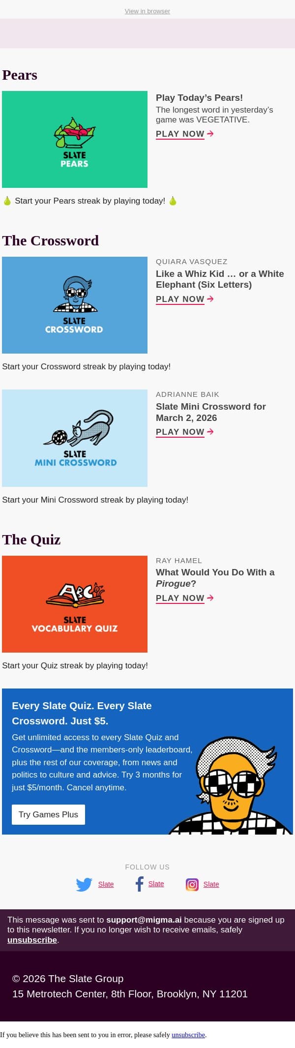 What would you do with a pirogue? email from Slate screenshot