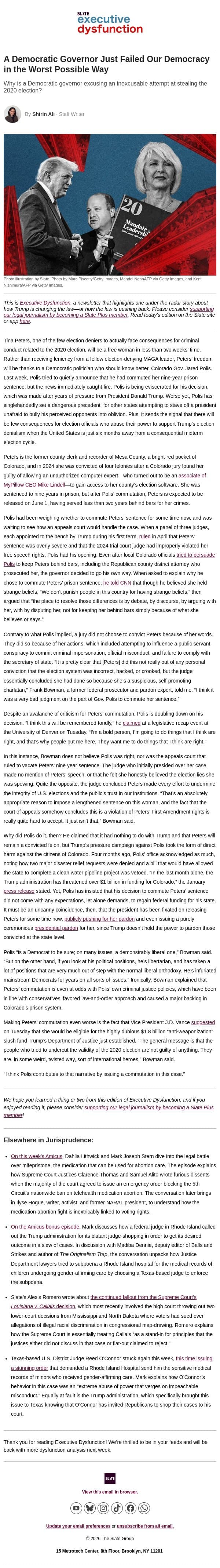 A Democratic governor just failed our democracy in the worst way. email from Slate screenshot