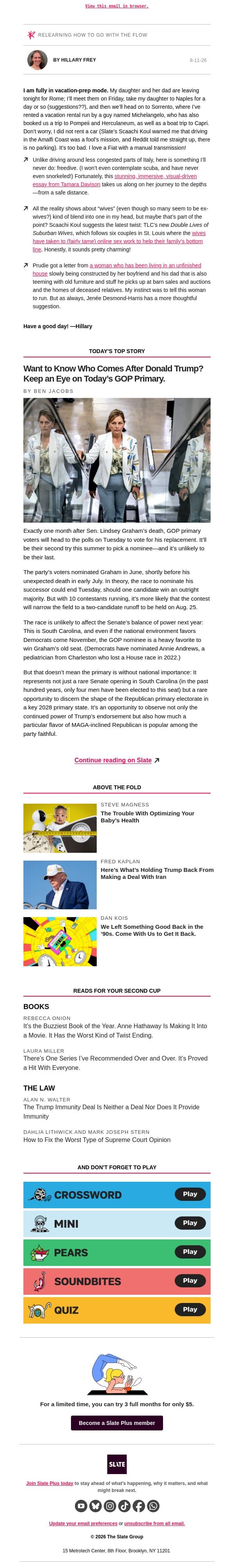 Let’s go on a freedive! email from Slate screenshot