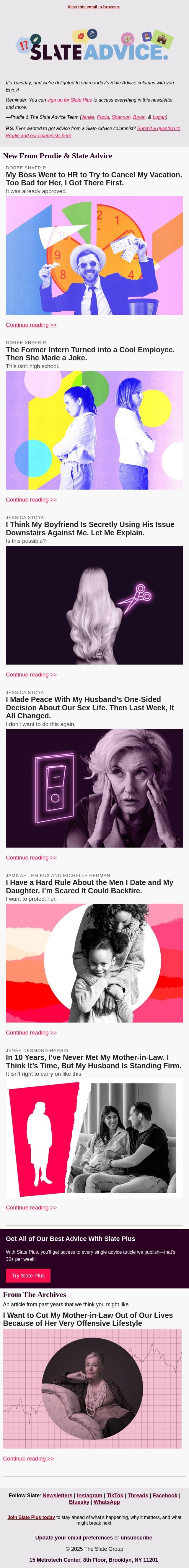 My Boss Went to HR to Try to Cancel My Vacation. Too Bad for Her, I Got There First. email from Slate screenshot