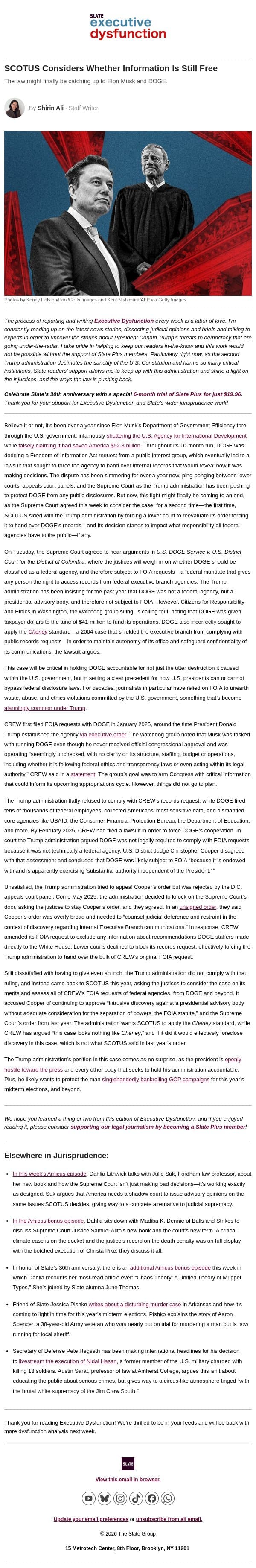 The law might finally be catching up to DOGE email from Slate screenshot