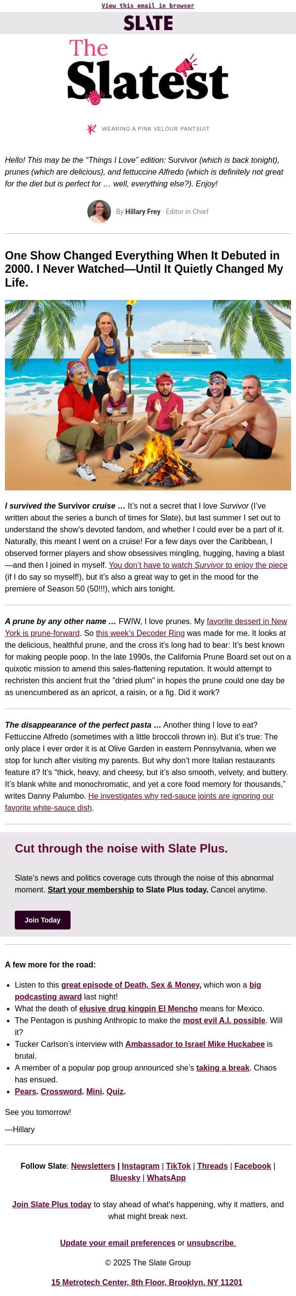 It only took three days at sea to make me a true Survivor fan email from Slate screenshot
