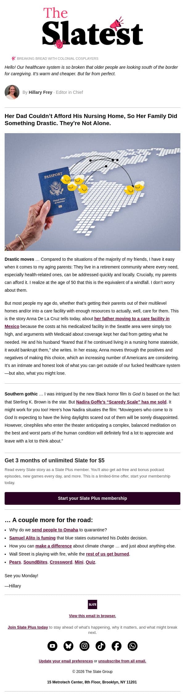 When your loved one can’t afford the care they need email from Slate screenshot