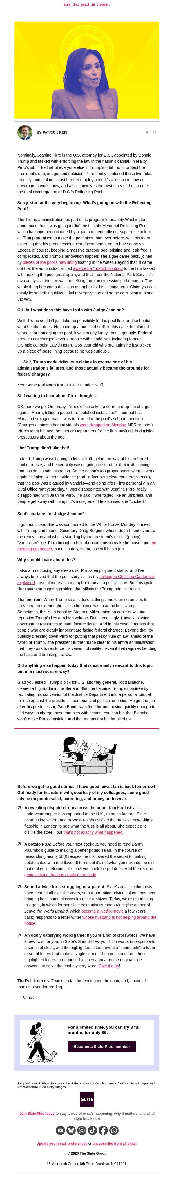 Revenge of the Reflecting Pool email from Slate screenshot