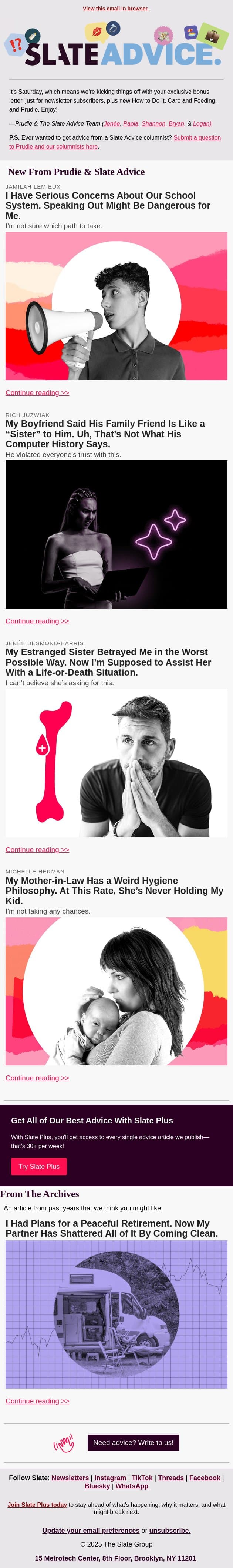 I Have Serious Concerns About Our School System. Speaking Out Might Be Dangerous for Me. email from Slate screenshot