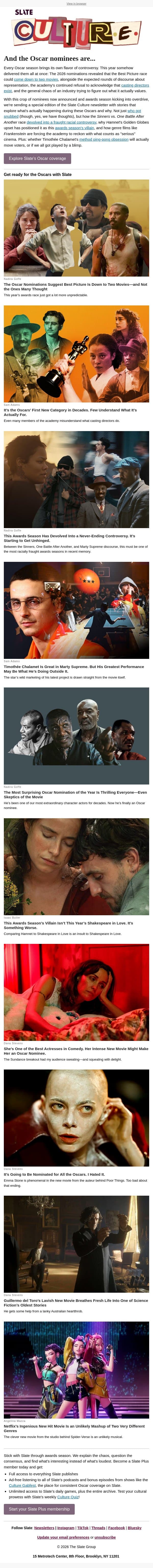 One Oscar controversy after another email from Slate screenshot