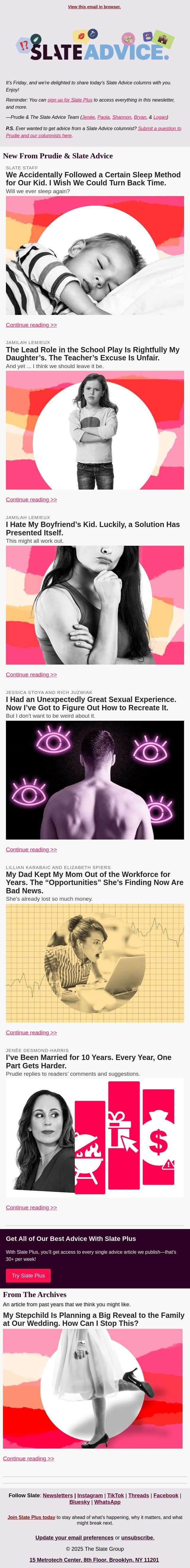 We Accidentally Followed a Certain Sleep Method for Our Kid. I Wish We Could Turn Back Time. email from Slate screenshot