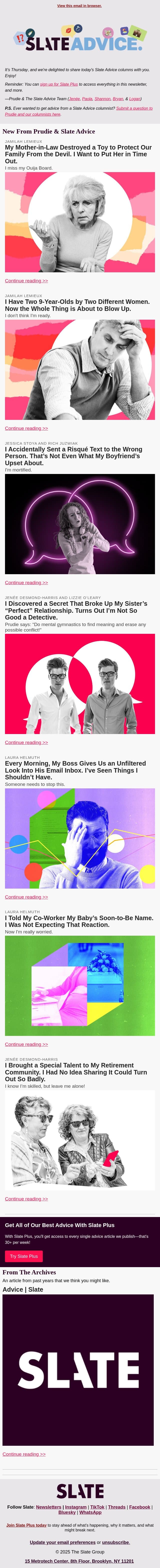 My Mother-in-Law Destroyed a Toy to Protect Our Family From the Devil. I Want to Put Her in Time Out. email from Slate screenshot