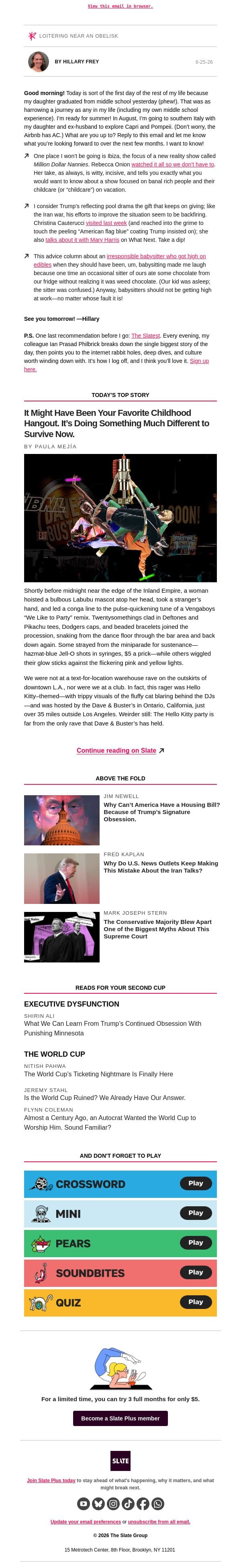 A peek into the lives of the rich and vapid email from Slate screenshot