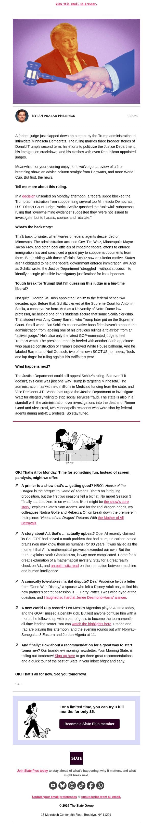 Trump's latest court loss is a doozy email from Slate screenshot