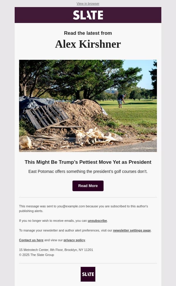 This Might Be Trump’s Pettiest Move Yet as President email from Slate screenshot