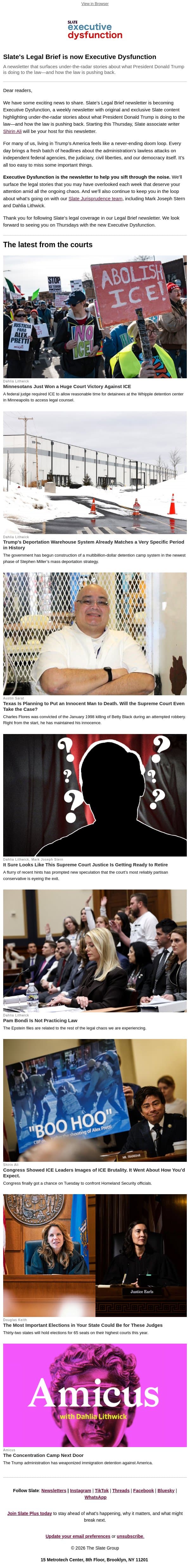 Slate's Legal Brief is now Executive Dysfunction email from Slate screenshot