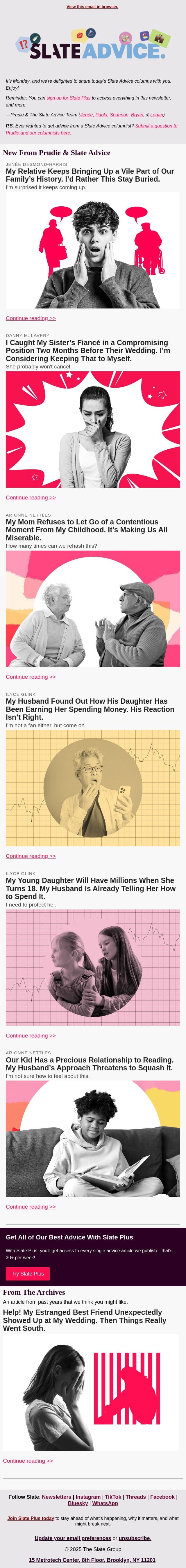 My Relative Keeps Bringing Up a Vile Part of Our Family’s History. I’d Rather This Stay Buried. email from Slate screenshot