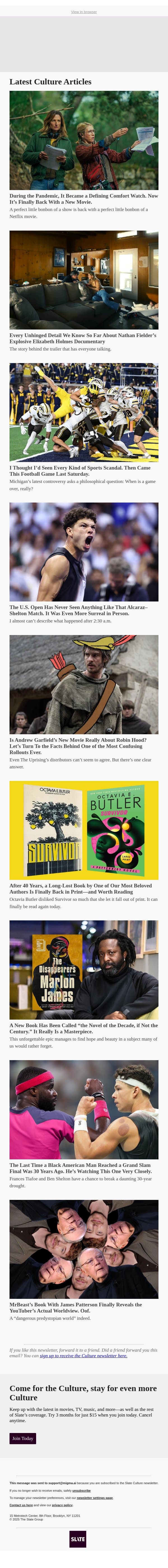 During the Pandemic, It Became a Defining Comfort Watch. Now It’s Finally Back With a New Movie. email from Slate screenshot