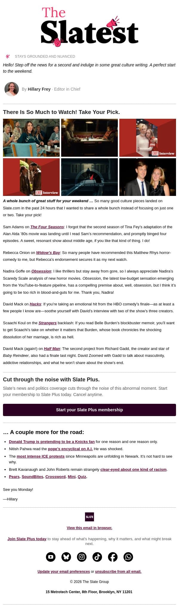 It’s culture Friday at Slate! email from Slate screenshot