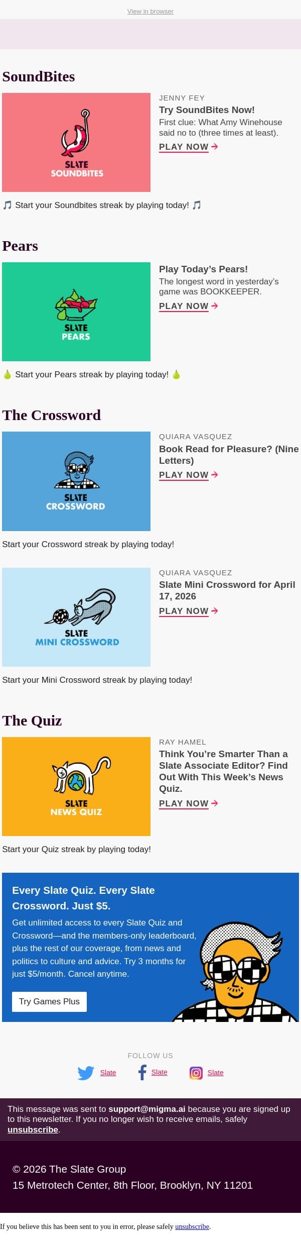 This week’s Slate News Quiz will really make you flip your lid email from Slate screenshot