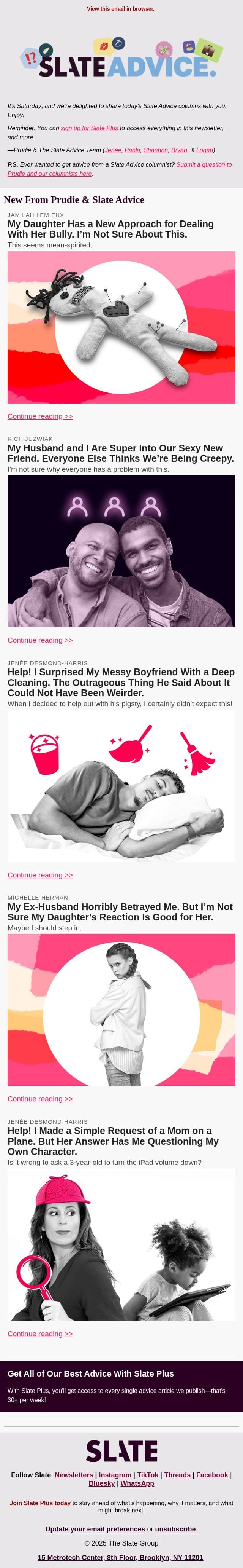 My Daughter Has a New Approach for Dealing With Her Bully. I’m Not Sure About This. email from Slate screenshot