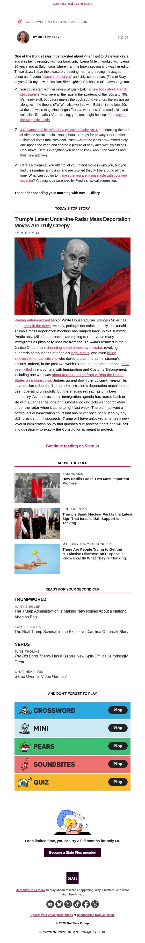 Remember when philosophers were sexy (or at least French)? email from Slate screenshot