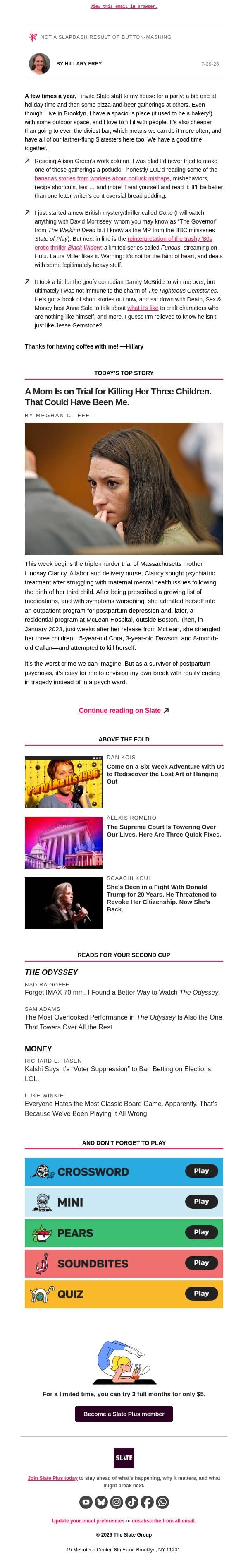 Why are people so weird about office potlucks? email from Slate screenshot