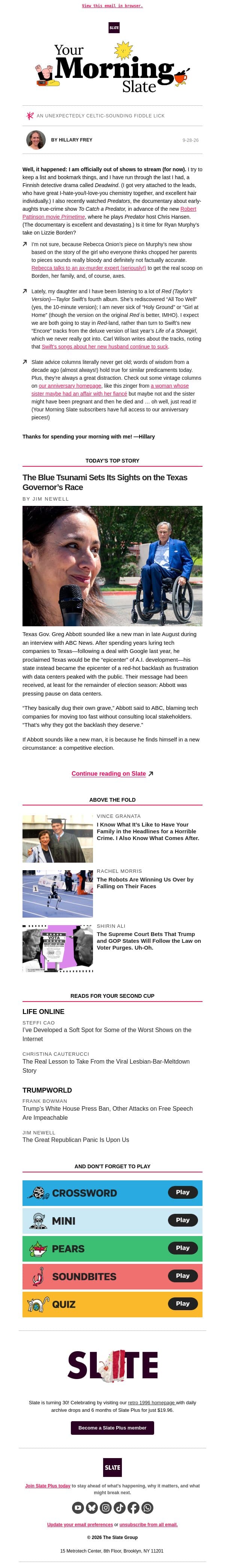 We know all too well that Taylor’s Travis songs suck email from Slate screenshot