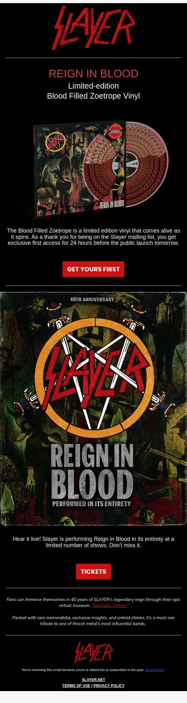 First Access: RIB Blood Filled Zoetrope email from Slayer screenshot