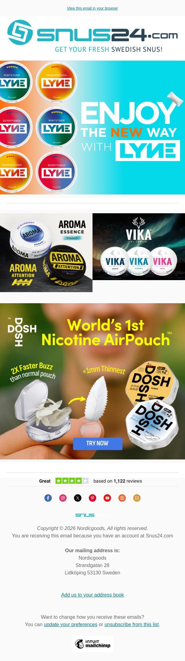 LYNE Tobacco | Snus24 email from Snus24 screenshot