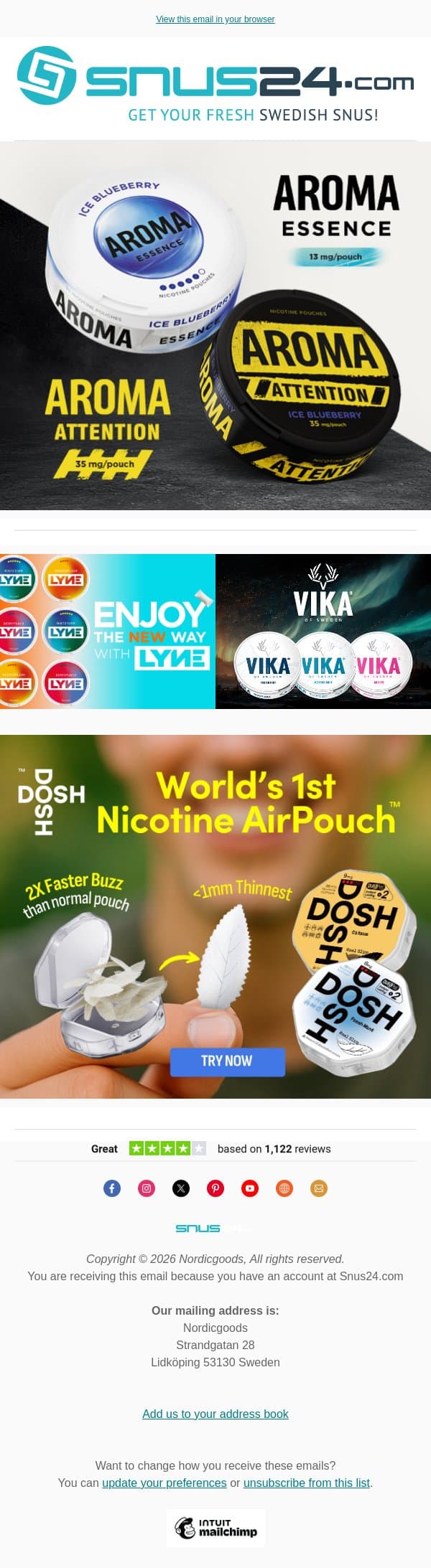 Aroma pouches | Snus24 email from Snus24 screenshot