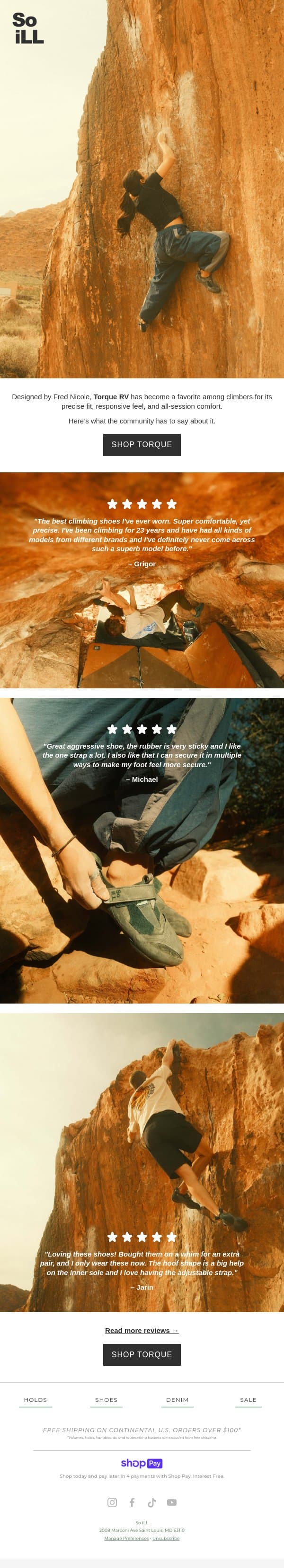 This shoe (Red) Rocks. email from So iLL screenshot