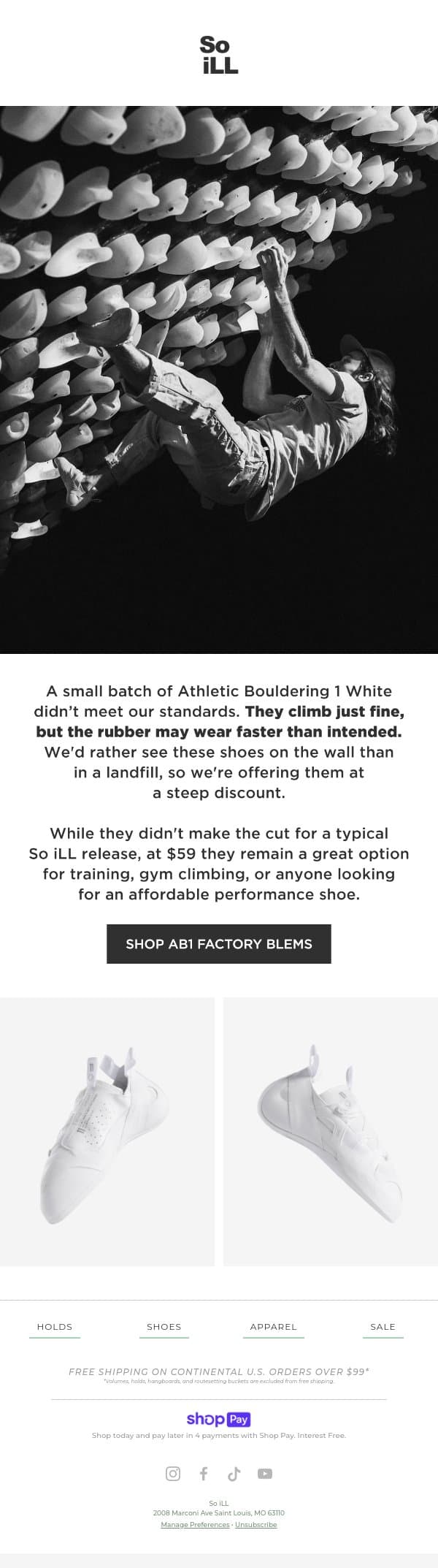 A rare deal on AB1 White. email from So iLL screenshot