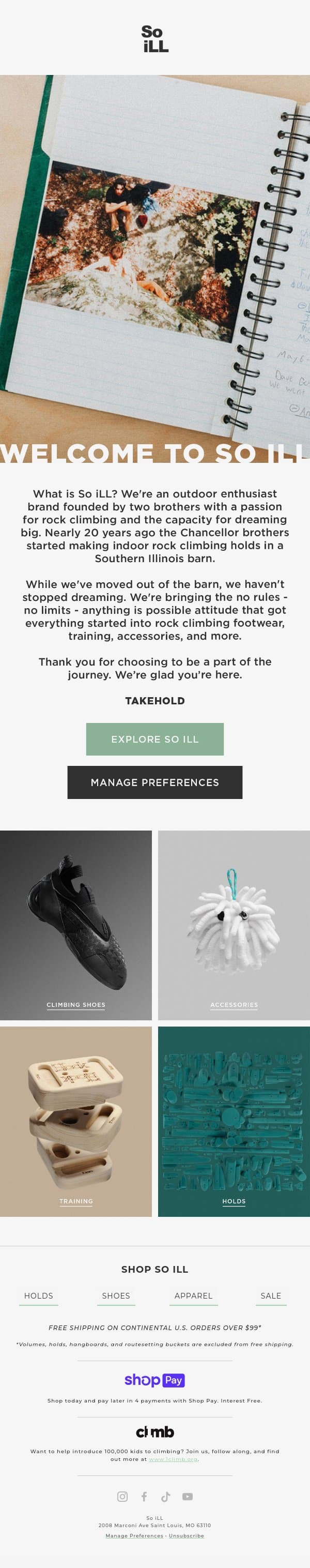 Welcome to So iLL. We're glad you're here. email from So iLL screenshot