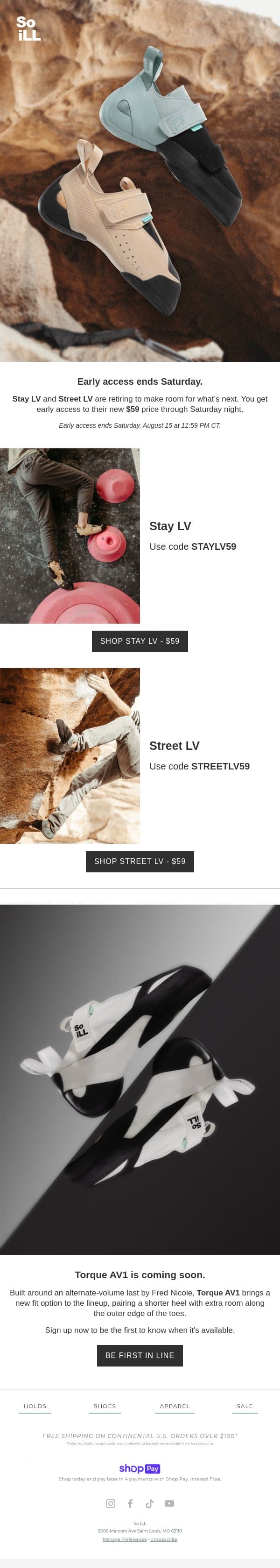 Your $59 early access ends Saturday. email from So iLL screenshot