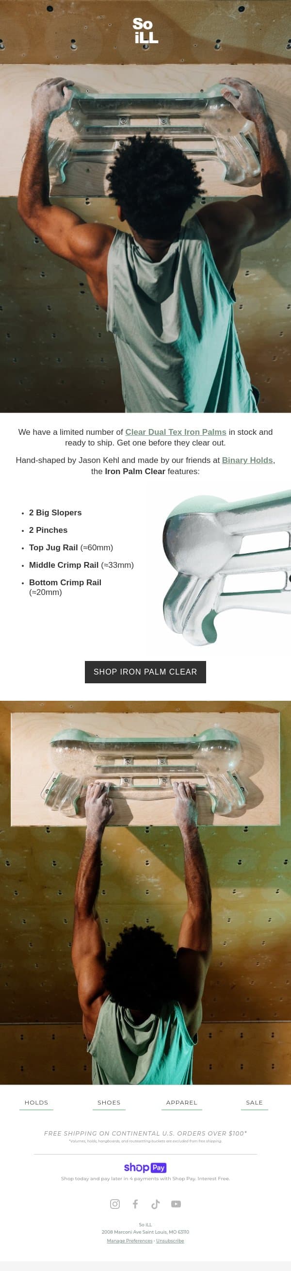 Iron Palm Clear, ready to ship. email from So iLL screenshot