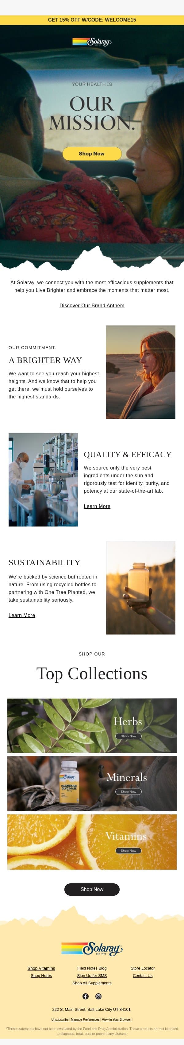 Your Health, Our Commitment. email from Solaray screenshot