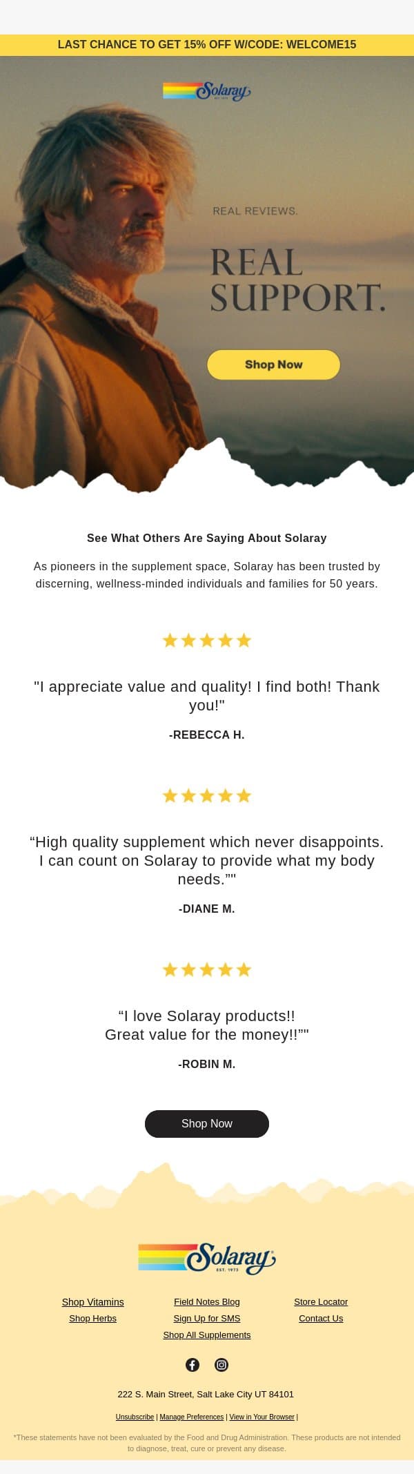 See What Others Are Saying About Solaray. email from Solaray screenshot