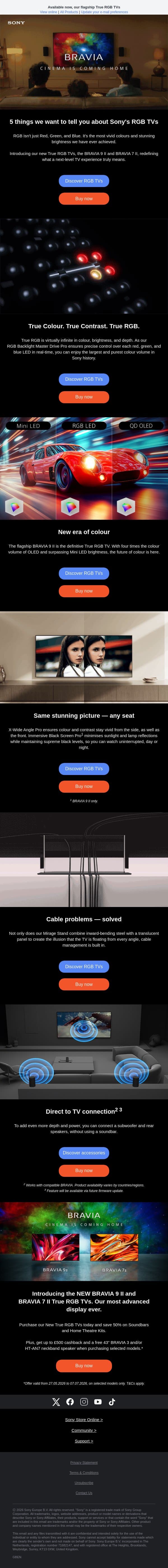 The future of colour is here email from Sony UK screenshot