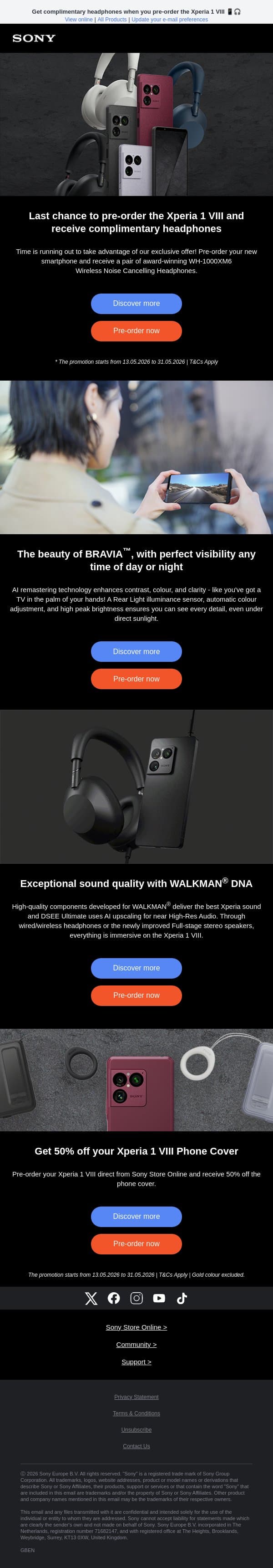 ⏱️ LAST CHANCE! ⏱️ email from Sony UK screenshot