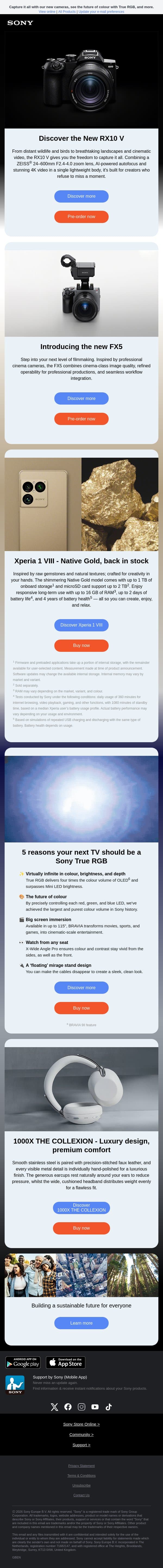 Breakthrough technologies email from Sony UK screenshot
