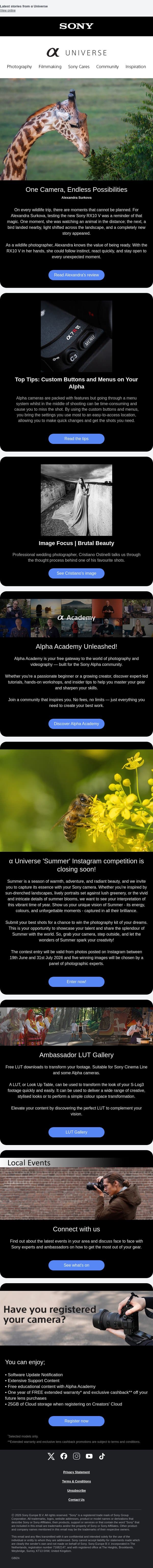 Alexandra Surkova tests the new Sony RX10 V – α Universe Newsletter 📷 email from Sony UK screenshot