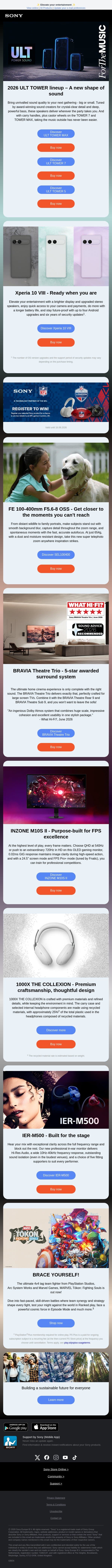 ✨ New arrivals ✨ email from Sony UK screenshot