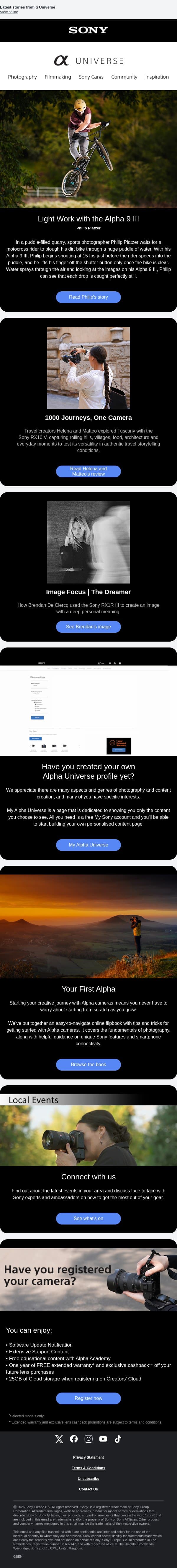 Flash photography with the Alpha 9 III – α Universe Newsletter 📷 email from Sony UK screenshot