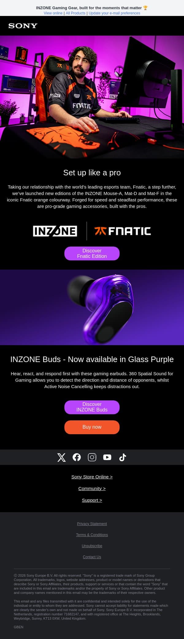 Set up like a pro with Fnatic Edition 🏆 email from Sony UK screenshot