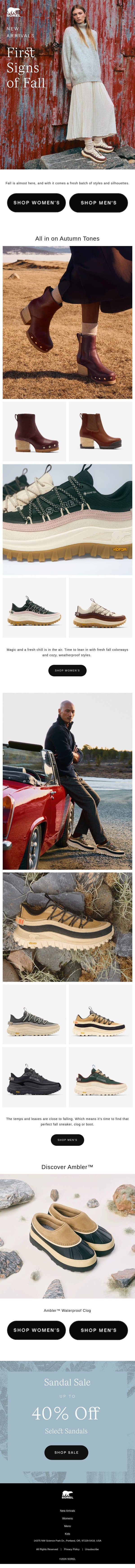 Fresh Fall Picks email from Sorel screenshot